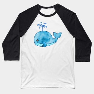 Watercolor Blue Whale Baseball T-Shirt